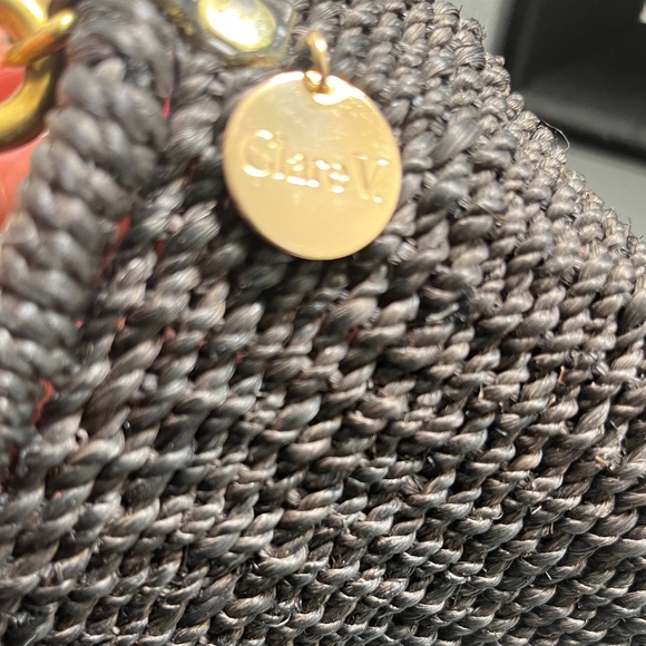 Clare V Black Woven Bag with Red and Blue Handles - Picture 3 of 15